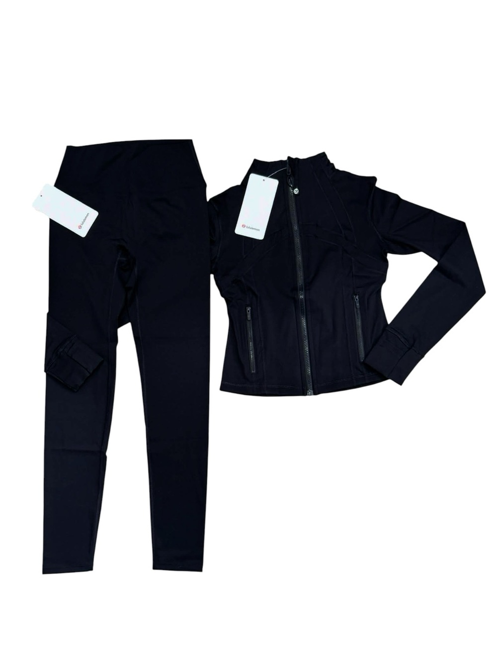 Lululemon Black Zip-Up Jacket & High-Waist Leggings Set
